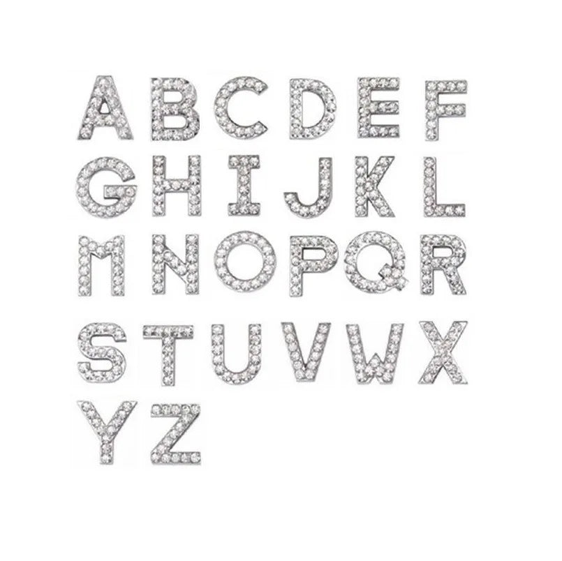 Custom 18mm Bead Logo A-Z Initial Alphabet with Crystal Greek Letter Unisex Metal Words for Collar Jewelry Main Material Alloy