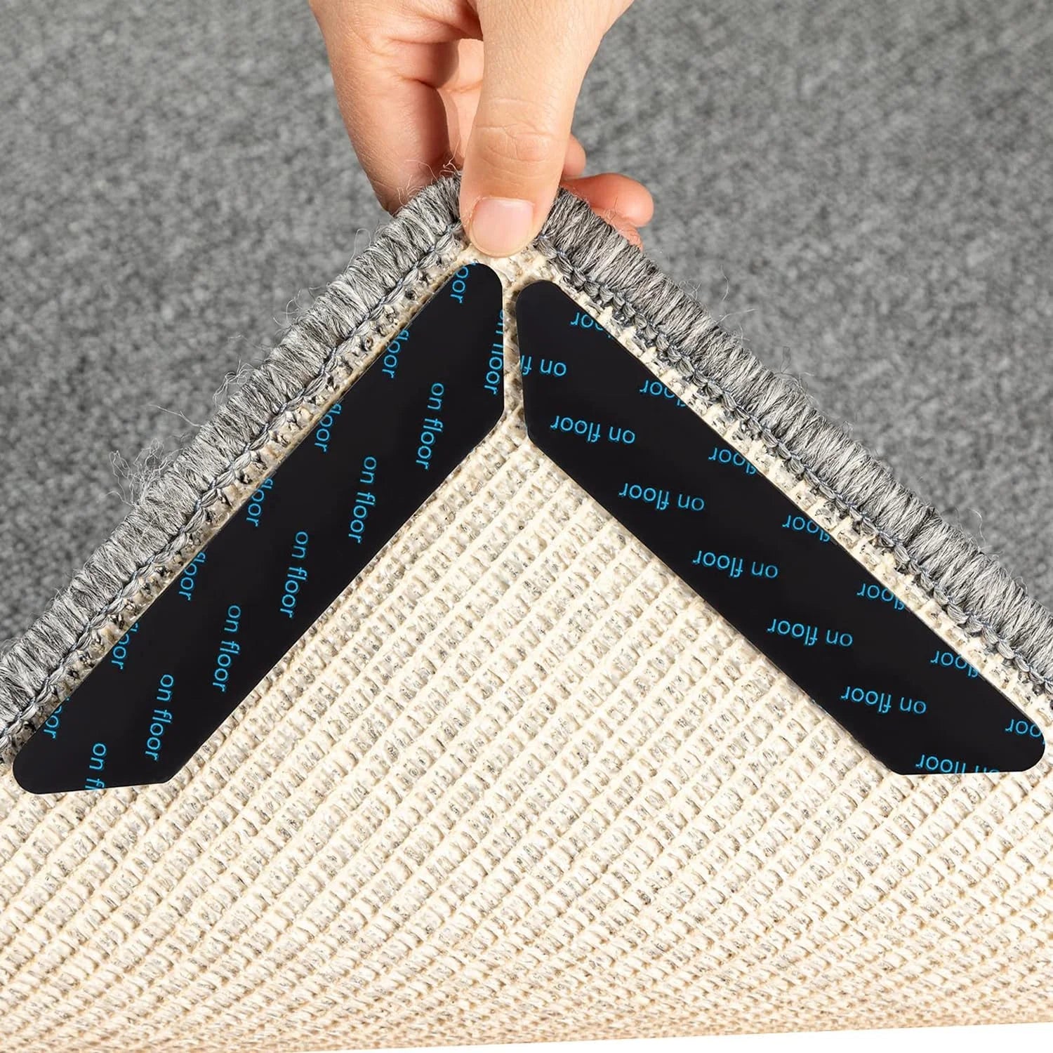 12 PCS Rug Tape Reusable Washable Grippers for Rugs Double Sided Non-Slip Rug Pads for Hardwood Floors Rug Stoppers