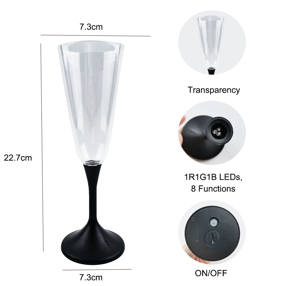 Custom Printing Logo LED Light up 7 Oz Plastic Acrylic Reusable Party for Glasses Black Stem OEM Brand Guangdong
