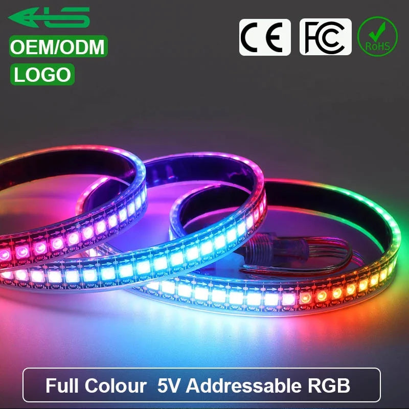 DC5V WS2812B 144LEDs/m 7MM 10MM 12MM Flexible PCB Addressable RGB LED Tape 5V RGBIC WS2812 LED Strip Light WS2812