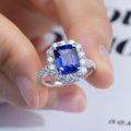 Messi Gems  MSR-1394 Customized 9K Gold 4CT Emerald Cut Lab Grown Sapphire Ring