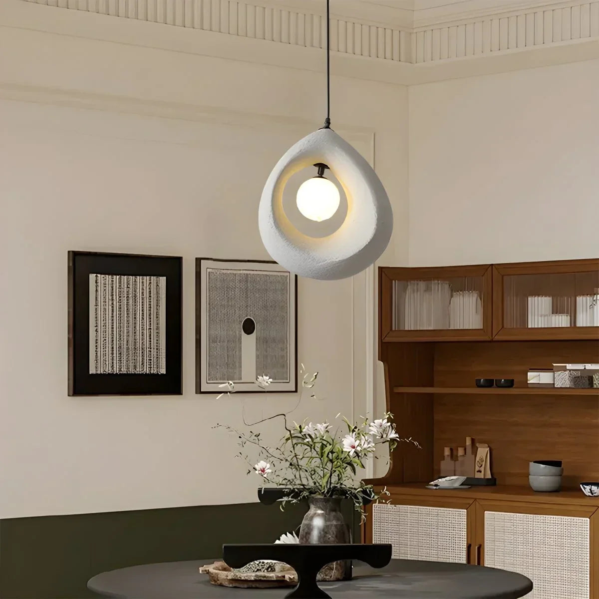 Nordic Style Resin Lamp Wabi Sabi Chandelier Japanese Aesthetic Style Creative Modern Simple for Living or Dining Room