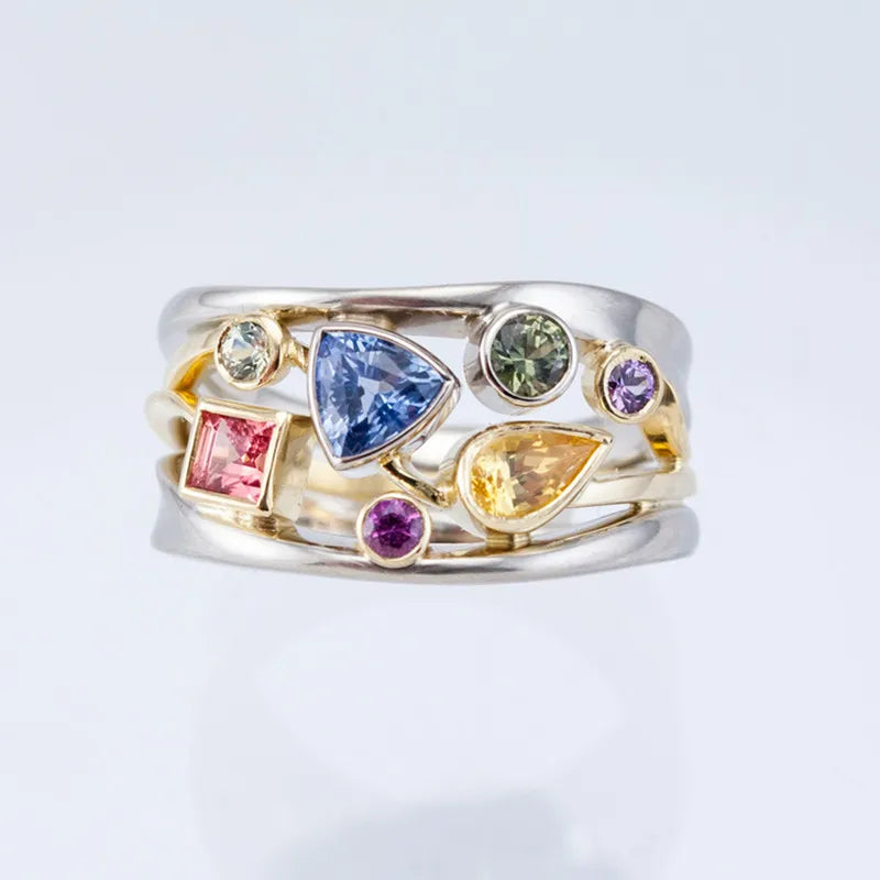 CAOSHI Silver Color Micro Paved CZ Stone Rings Lady Ceremony Party Ring Best Gift Hot Multi Stone Women Ring