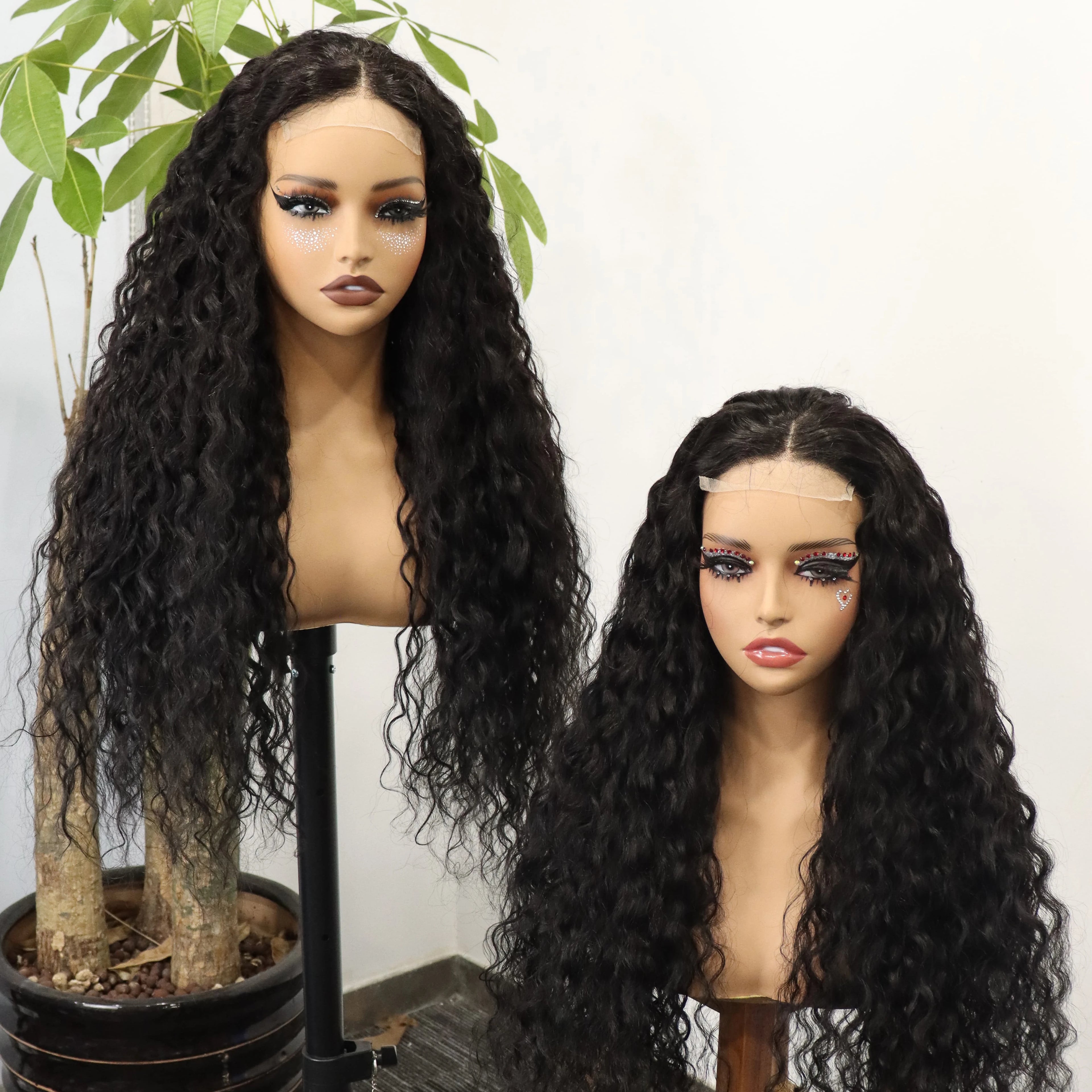 30 Inch 4x4 Lace Front Closure Wig Human Hair 250 Density Water Wave Brazilian Virgin Hair Wigs for Women Natural with Baby Hair