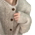 Custom Retro Fall and Winter Women's Knit Tops Casual Mohair Sweater Cardigan with Jacquard Design and Knitted Button Coat