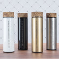 FX Factory Wooden Lids 500ml Straight Water Bottle 304 Stainless Steel Vacuum Thermos Bottle Keep Hot and Cold Sports Bottle