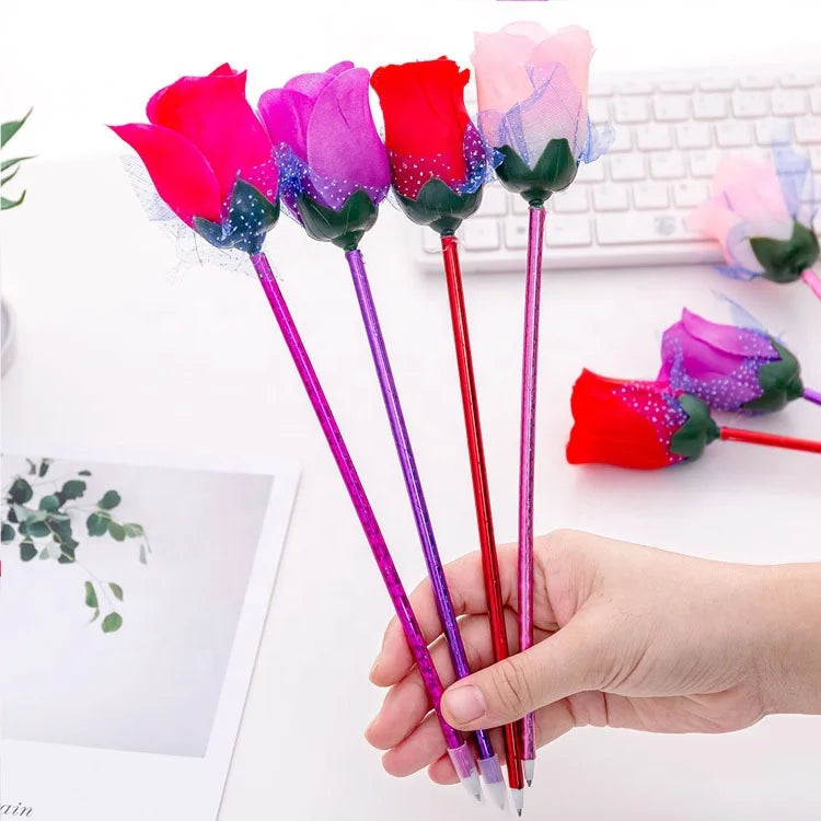 Creative Cartoon Valentine's Day Wedding Rose Ballpoint Pen for Gift
