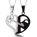 2-Piece Heart Couple Pendant Necklace Set Stainless Steel Gold & Silver Color Friendship Gift for Women & Men