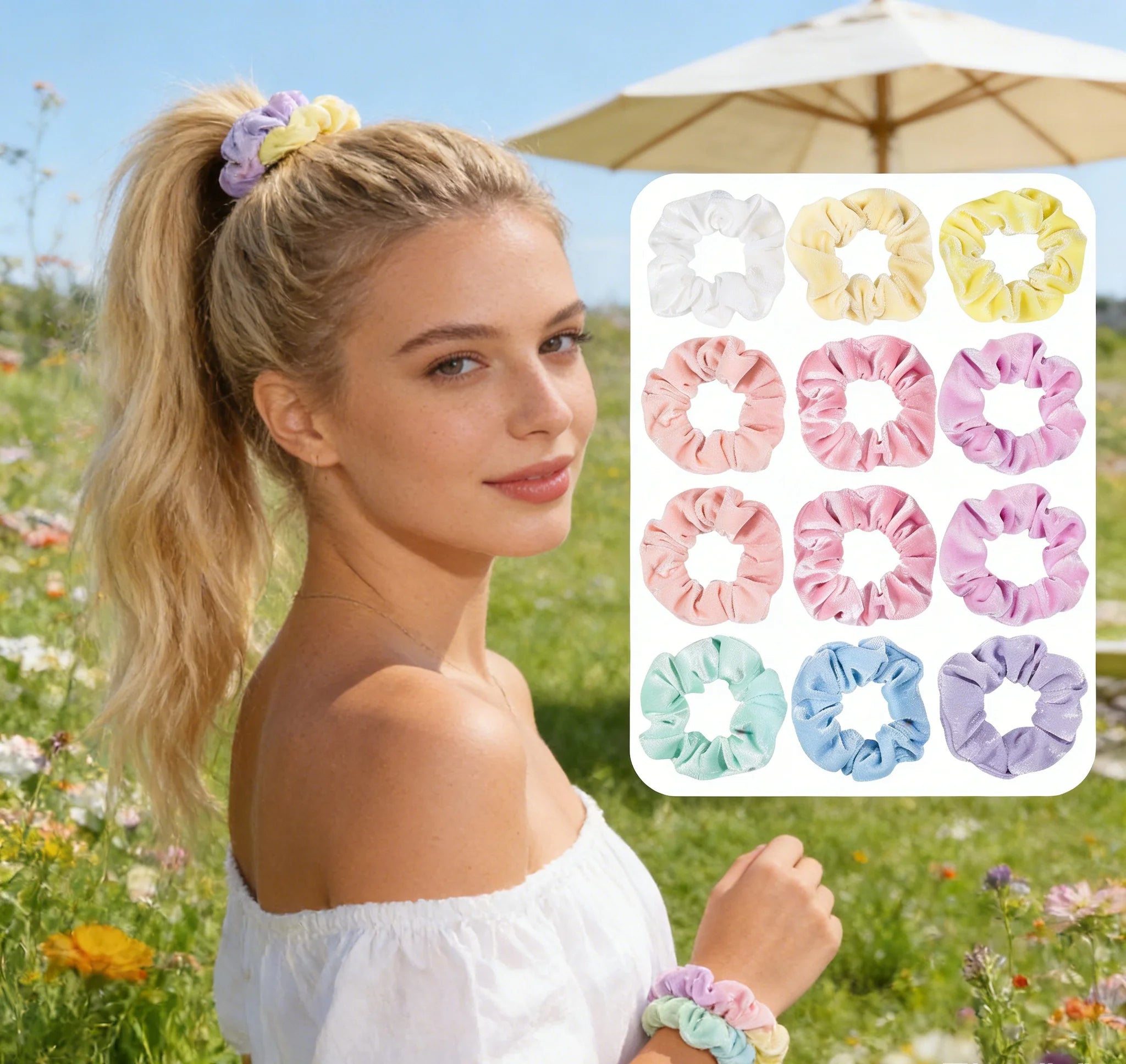 Wholesale 12pcs Macaron Velvet Hair Bands Soft Elastic Hair Scrunchies Candy Colors Hair Ties Bobbles for Women Girls