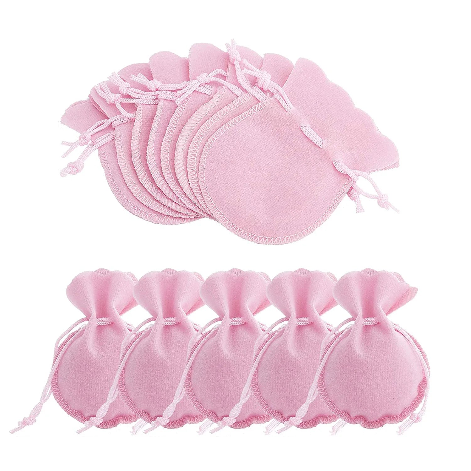 9*7cm Pink Velvet Fabric Jewelry Drawstring Packing Bag for Treasure Storage and Display