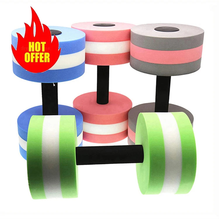 Factory Direct Sale Grey-Red-Grey EVA Foam Dumbbell Aquatic Barbell for Water Aerobic Fitness Weight Loss Swimming Pool Exercise
