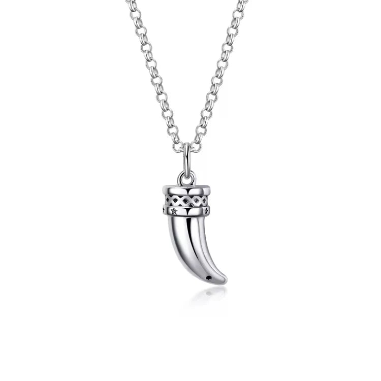 Factory Sale S925 Sterling Silver Rhodium Plated Fangs Pendant Necklace for Men