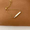 Stainless Steel Rectangle Tags Natural Shell Bracelet Box Chain Mother of Pearl Bracelets for Women Korean Minimalist Jewelry