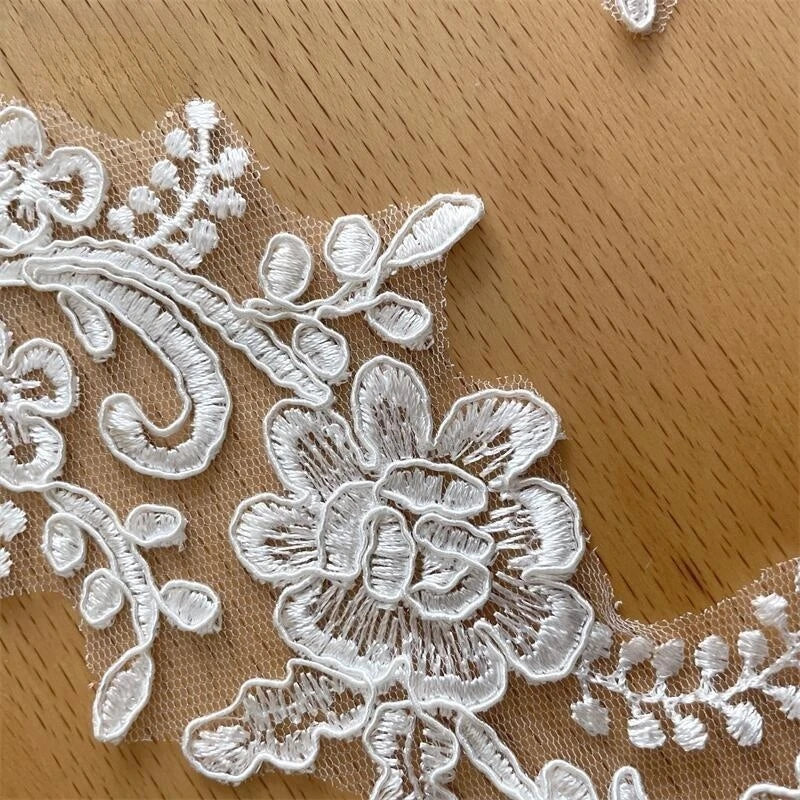 Border Lace Flowers Sequins 3D DIY Hair Accessories Bridal Gown Wedding Shoes Head Ornaments Applique Patches
