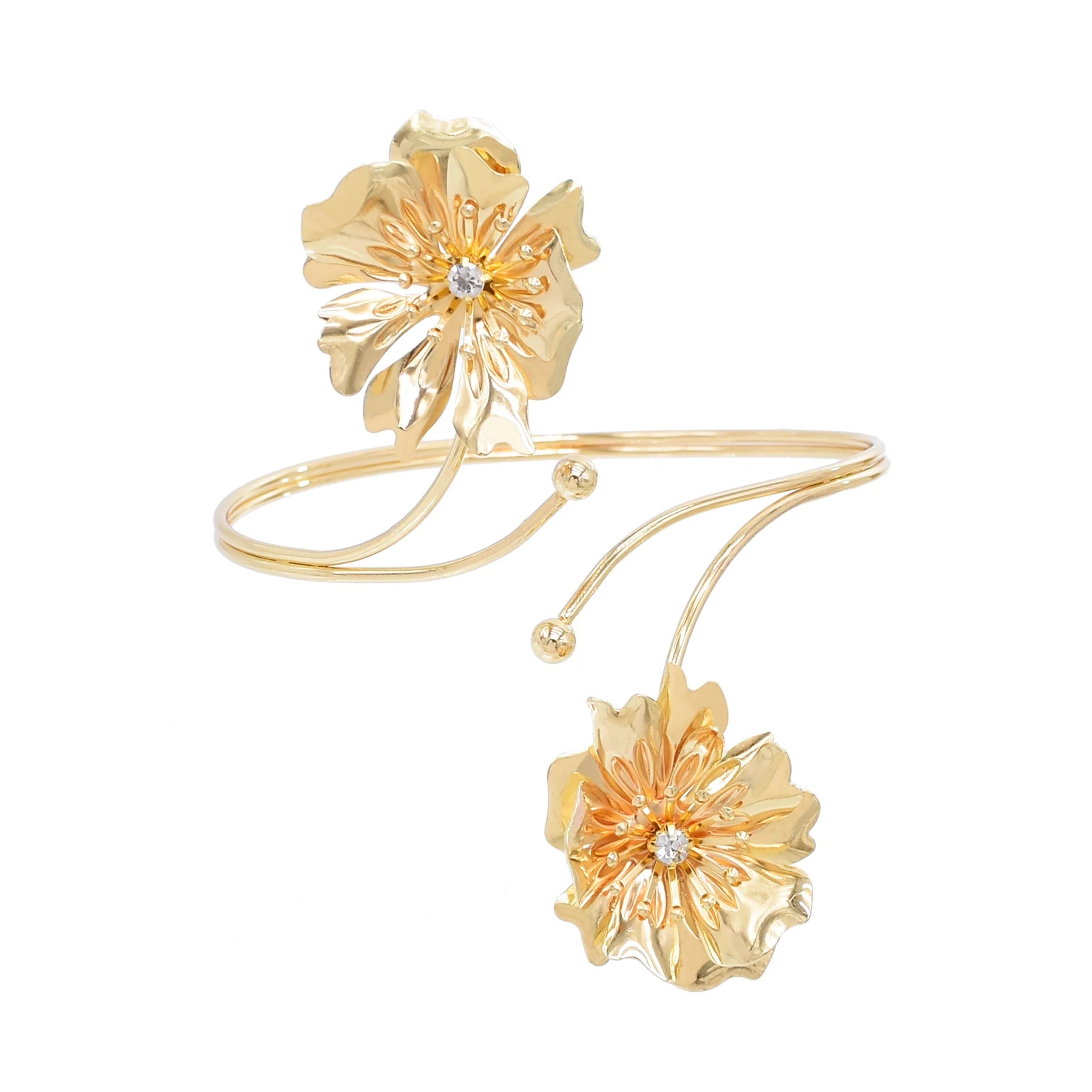 Upper Arm Bracelet Cuff Bangle Gold Flower Cuff Bracelets Arm Bangle Bracelet Simple Adjustable Armband