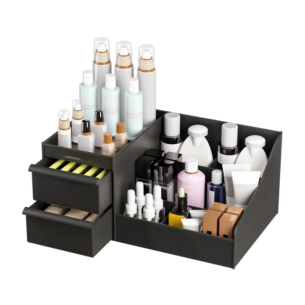 Eco-friendly Desktop Cosmetic Organizer Drawer Multifunction Plastic Divided Storage Box Cabinet