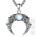 Merryshine 925 Sterling Silver Pagan Wiccan Magic Amulet Jewelry Half Shape Moon Stone Vintage Crescent Moon Pendant Necklace