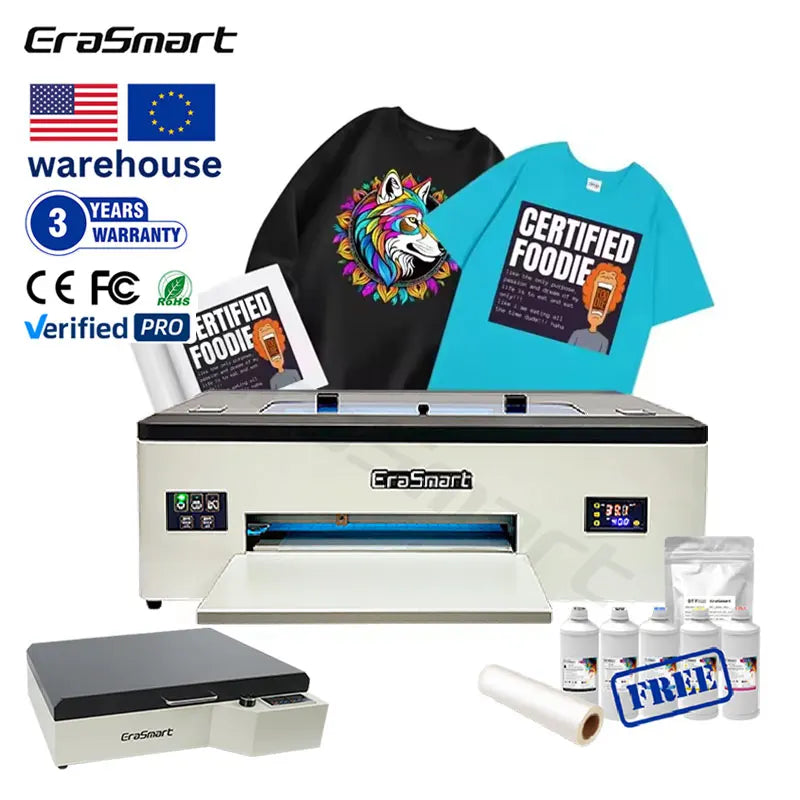 Erasmart A3 Dtf Machine Printer 30Cm Impresora Dtf 1390&L1800 Canvas Printing Machine for All Textiles MegaBDM