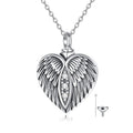 Angel Wing Heart Urn Necklace for Ashes 925 Sterling Silver Necklace Keepsake Cremation Jewelry for Women