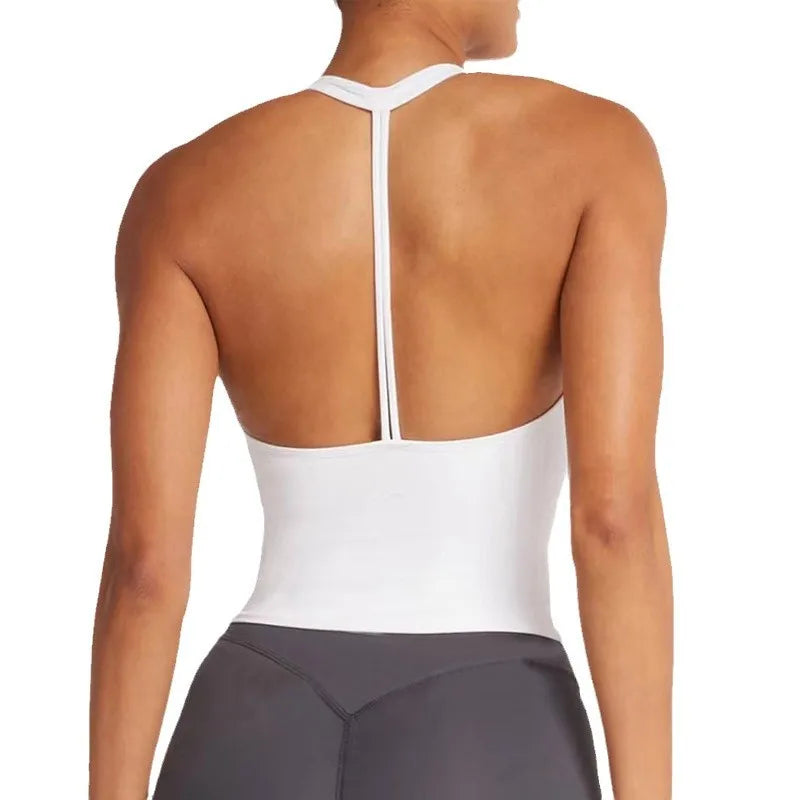 New sports and fitness vest women's chest cushion neck hanging beautiful back V-neck yoga training strap underwear