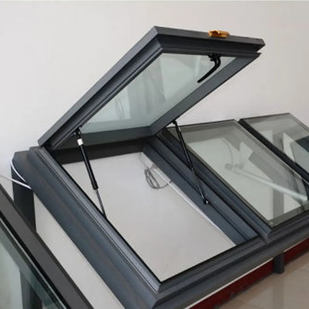 Modern Design Top Hung Aluminium Laminated Tempered Glass Skylights Latest Flat Roof Center Pivot Vertical Swing for Homes