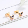 butterfly Hypoallergenic Sud Earring Gold Plated Elegant Zirconia Ear Studs for Girls 18k Gold Plated Ear Jewelry Women