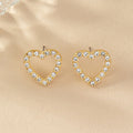 2025 Trendy Elegant Full Diamond & Zircon Jewelry Gemstone Hollow Heart Stud Earrings Versatile Fashion Accessory for Women