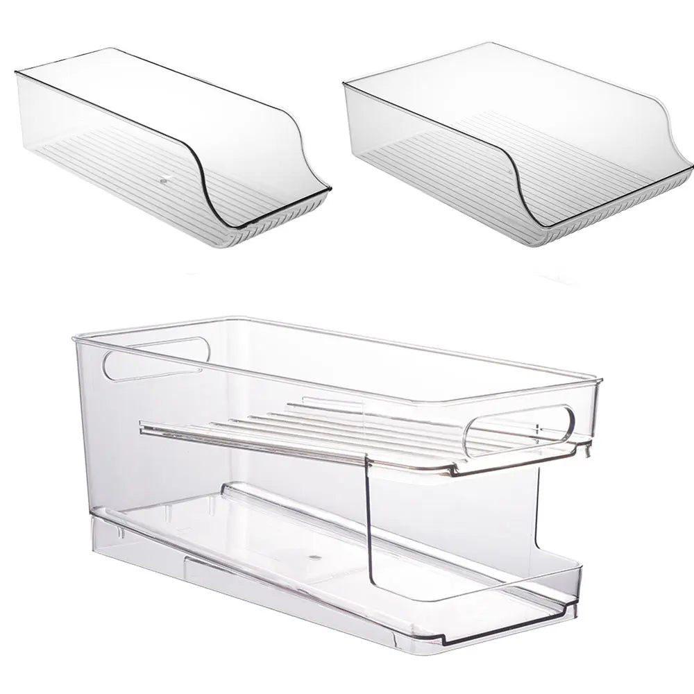 Cheap Double Tier Kitchen Freezer Milk Organizer Beer Beverage Refrigerator Storage Box with Food-Grade PET Plastic T