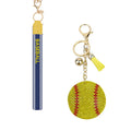 Custom Crystal Diamonds Baseball Keychain Bling Purse Charm Backpack Key Rhinestone Puffy Keychain and Bracelets