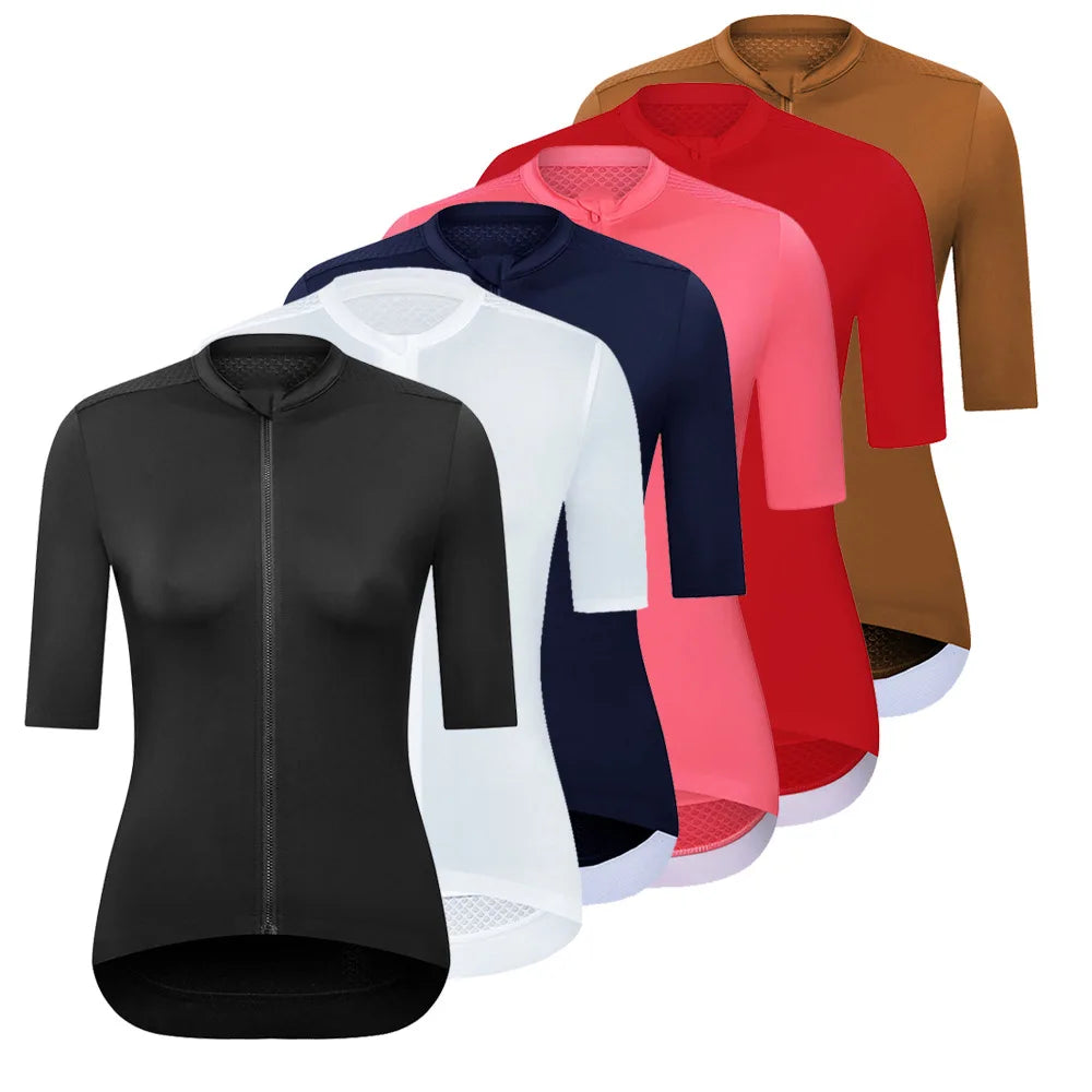 Women Cycling Jacket Short Sleeve Breathable Quick Dry Road Biker Sportswear Back Pocket Shirt Women Custom logo Top