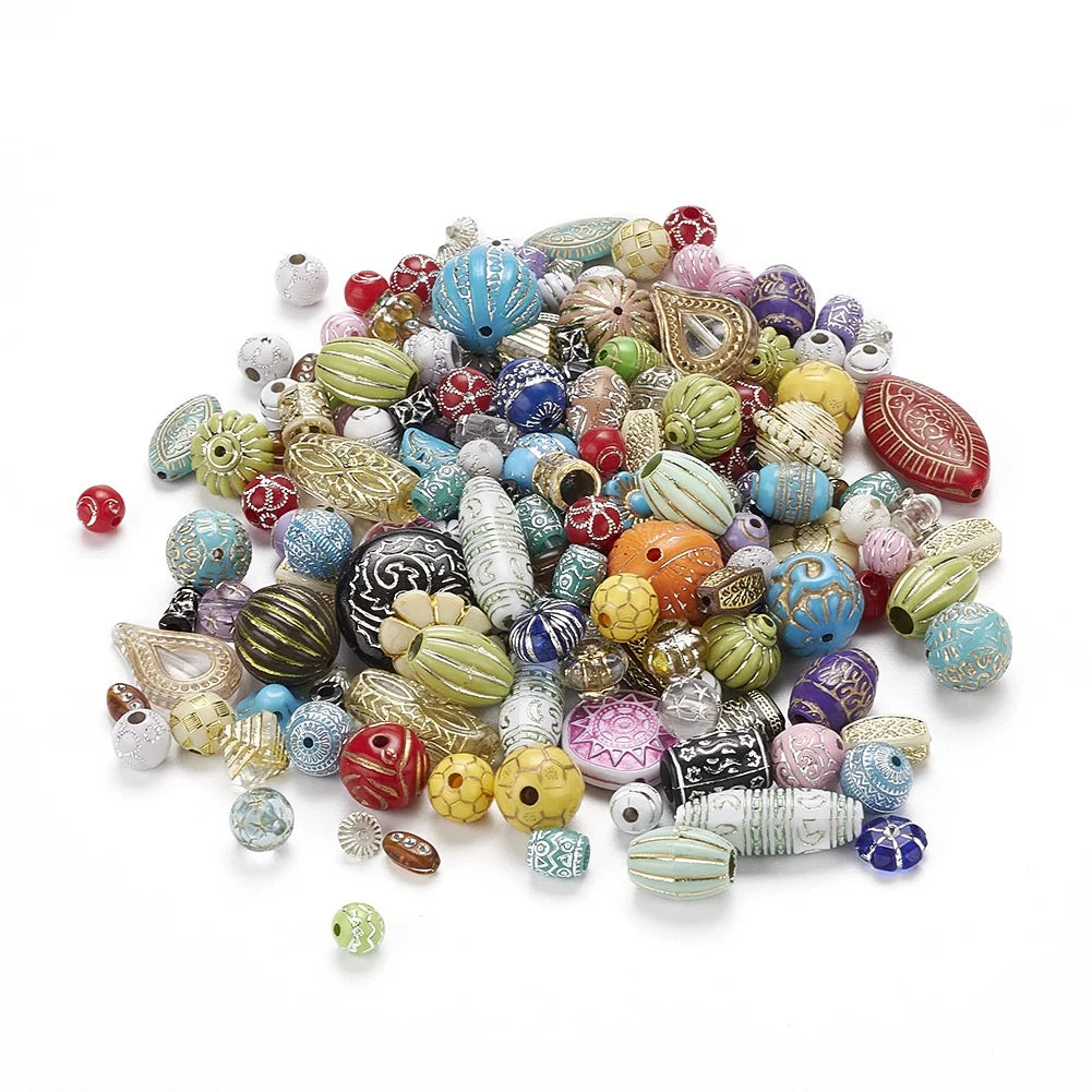 Electroplated Mixed Color Vintage Mixed Acrylic Beads Loose Beads Diy Hand Beaded Materials Accessories