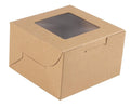Recycled Kraft Paper Cake Box 4 Inch White Card with Glossy Lamination and Embossing Clear Window Birthday Packaging