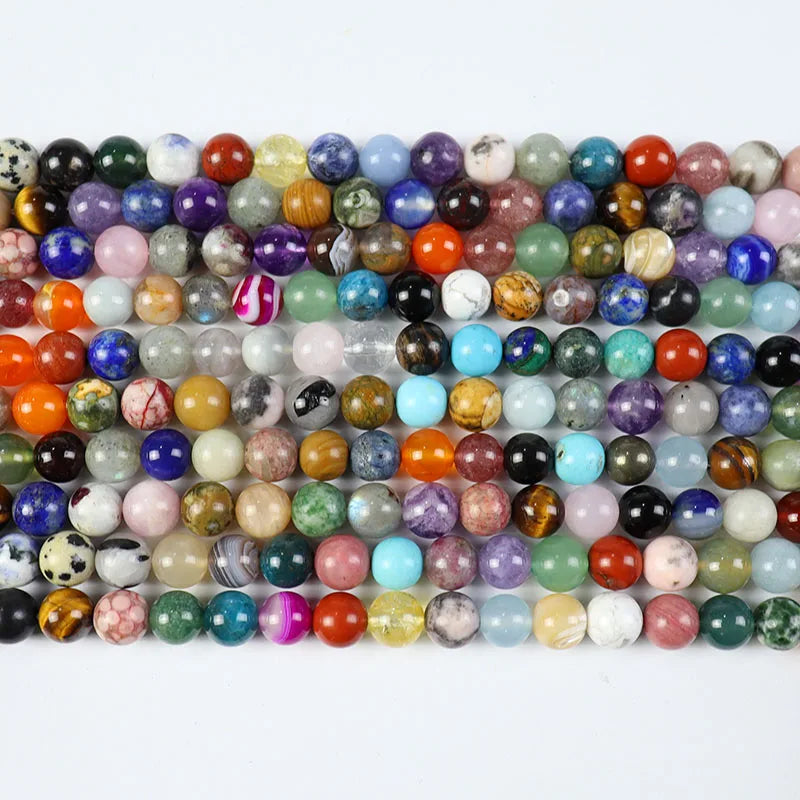 Mix Semi Precious Gemstone Round Bead Natural Colorful Quartz Loose Stone Beads for DIY Jewelry Making 6mm 8mm 10mm