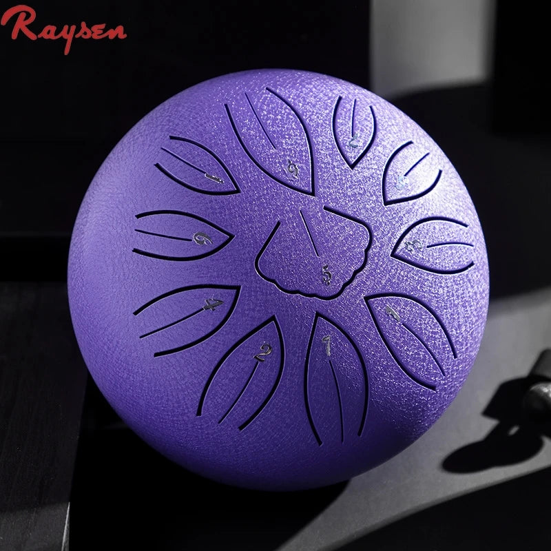 New Gingko 6-Inch Carbon Steel Mini Tongue Drum with 11 Notes Chakra Steel for Kids Yoga & Meditation