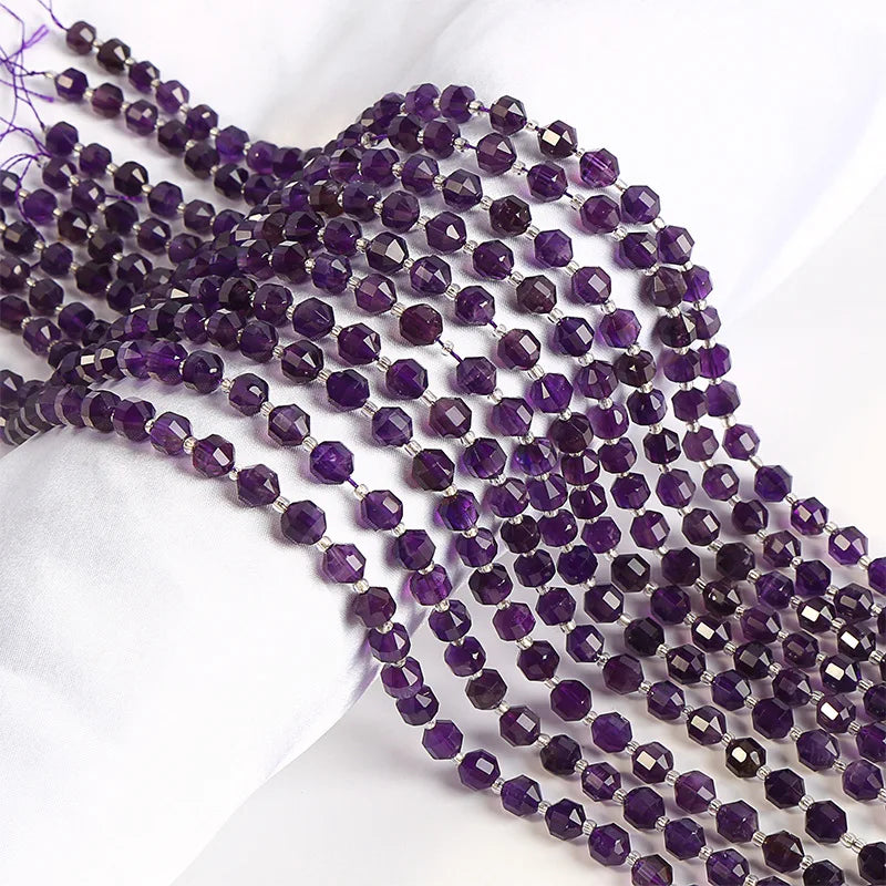 Olive Cutting Faceted Amethyst Stone Loose Beads Gemstone for Bracelet High Quality Natural Stone Loose Beads for Jewelry Making