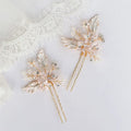 SLBRIDAL Handmade Alloy Flower Freshwater Pearls Bridal Hair Pin Wedding Hair Sticker Women Bridesmaids Jewelry Hair Accessories