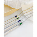 Vintage Gold  Freshwater Pearl Stainless Steel Rectangular Zircon Women  Initial Necklace Luxury Bracelet Jewelry Set