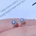 S925 Silver/silver Plated Gold Needle Gray Seawater Akoy Pearl Earrings 6-7MM Round Natural Seawater Pearl Jewelry