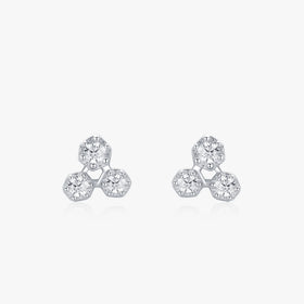 Ailmay Sparkling Clear Zircon Fashion 925 Sterling Silver Geometric Stud Earrings for Fine Female Fashion Fine Jewelry