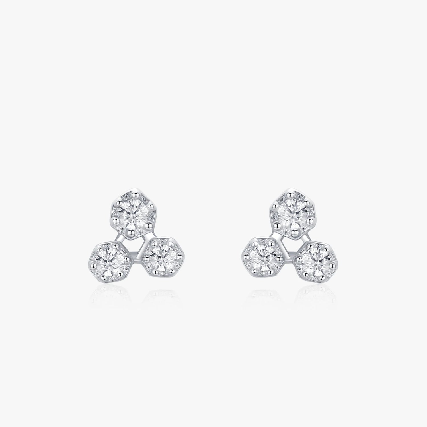 Ailmay Sparkling Clear Zircon Fashion 925 Sterling Silver Geometric Stud Earrings for Fine Female Fashion Fine Jewelry