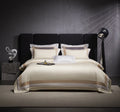 High-end Luxury White Solid Plant Pattern Pillow Cases Soft 100S Cotton 500TC Bed Sheets 4 Piece Customizable Bedding Set