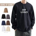 Customized Casual Crew Neck Long Sleeve Shirt Women's Printed 100% Cotton Blank Men's Long Sleeve Shirt