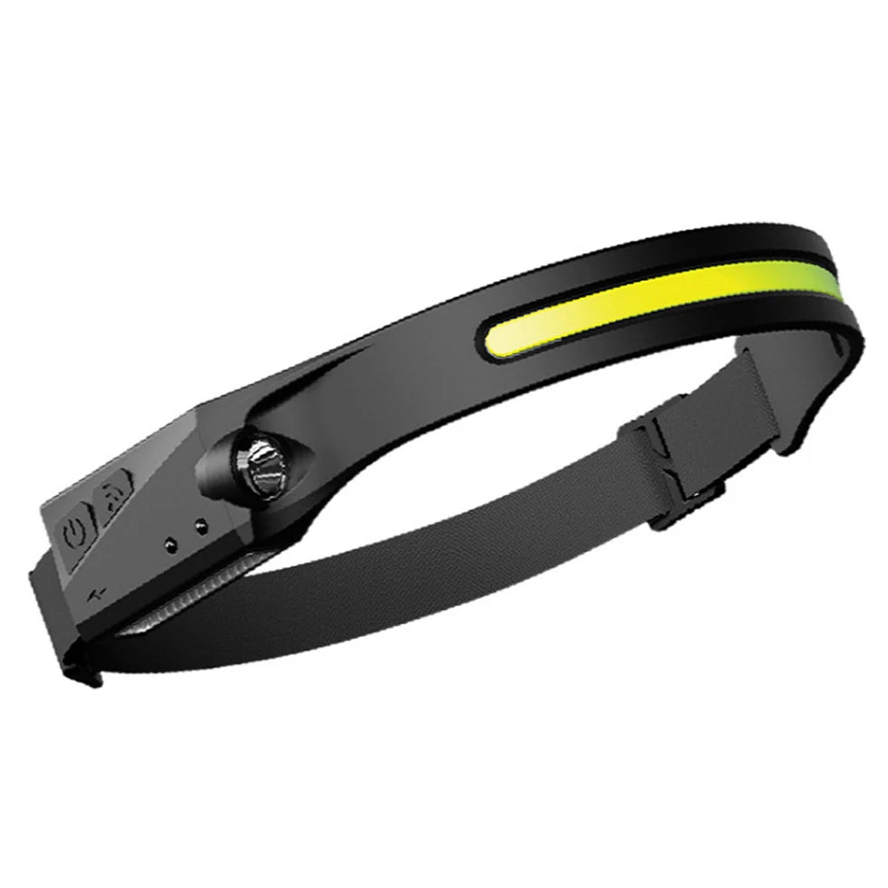 1200mAh Polymer Lithium Rechargeable Battery Headband 5 Modes Motion Sensor Headlights COB Headlamp for Fishing Camping