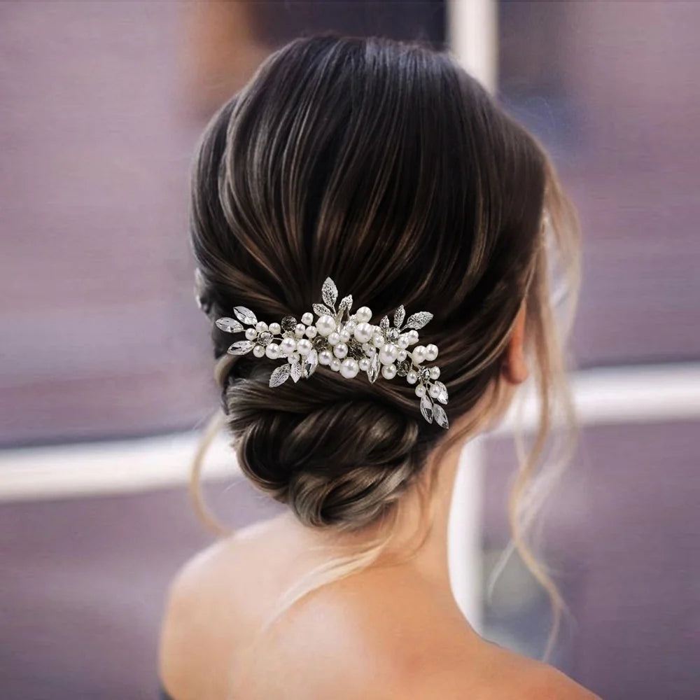 Alloy Rhinestone Insertion Party Wedding Bride Diamond Hair Accessories Bridal Headpiece Headband Hair Comb Vine Piece for Women