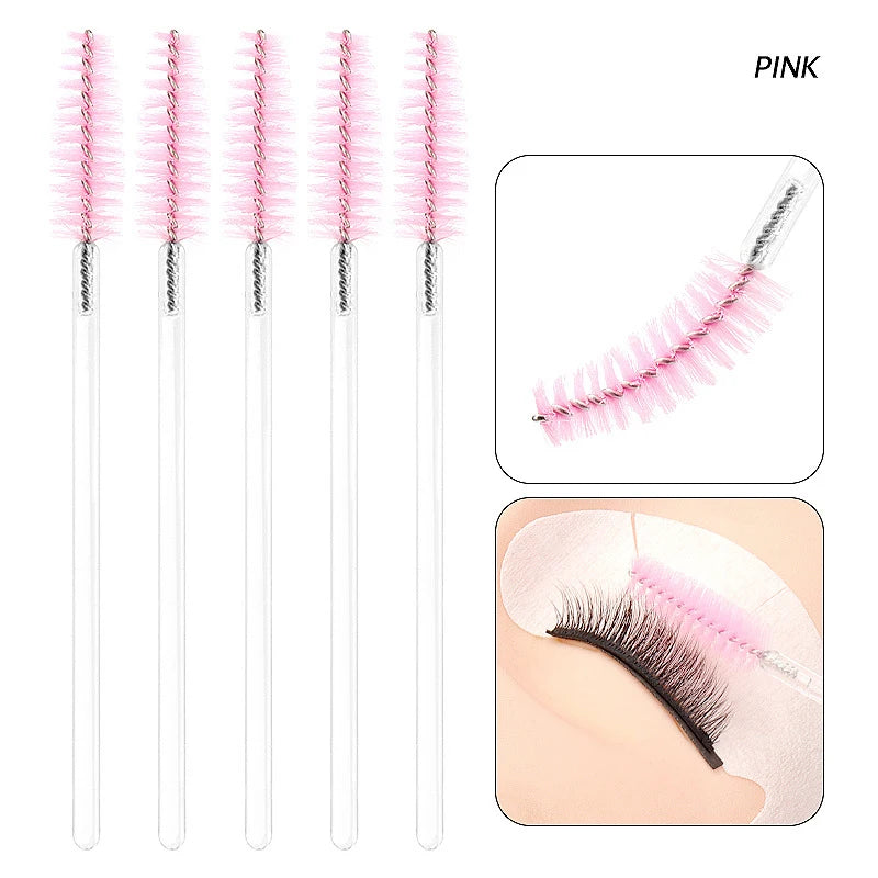 Premium Disposable Curved Eyelash Brush Micro Mascara Plastic Transparent Handle for Eyelash Extension and Makeup Tools