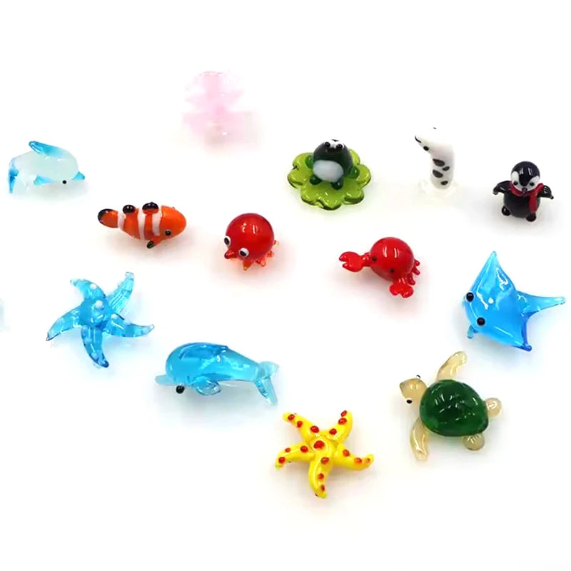Mixed Small Handmade Murano Lampwork Miniature Glass Ocean Sea Animal Figurines Wholesale