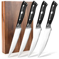 Elegant G10 Plastic Wooden Box Packing Steak Knife Set High Carbon Stainless Steel Serrated Blade Ambidextrous Dishwasher Safe MegaBDM