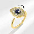 Fashion Eye Shape Rotating Ring Adjustable Anti Stress Anxiety Fidget Ring Cubic Zircon Round Eye Spinner Rings for Women