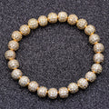 Luxury Classic Design 8mm CZ Micro Pave Diamond Disc Ball Elastic HiP Hop Bracelet Women Men JBS11850
