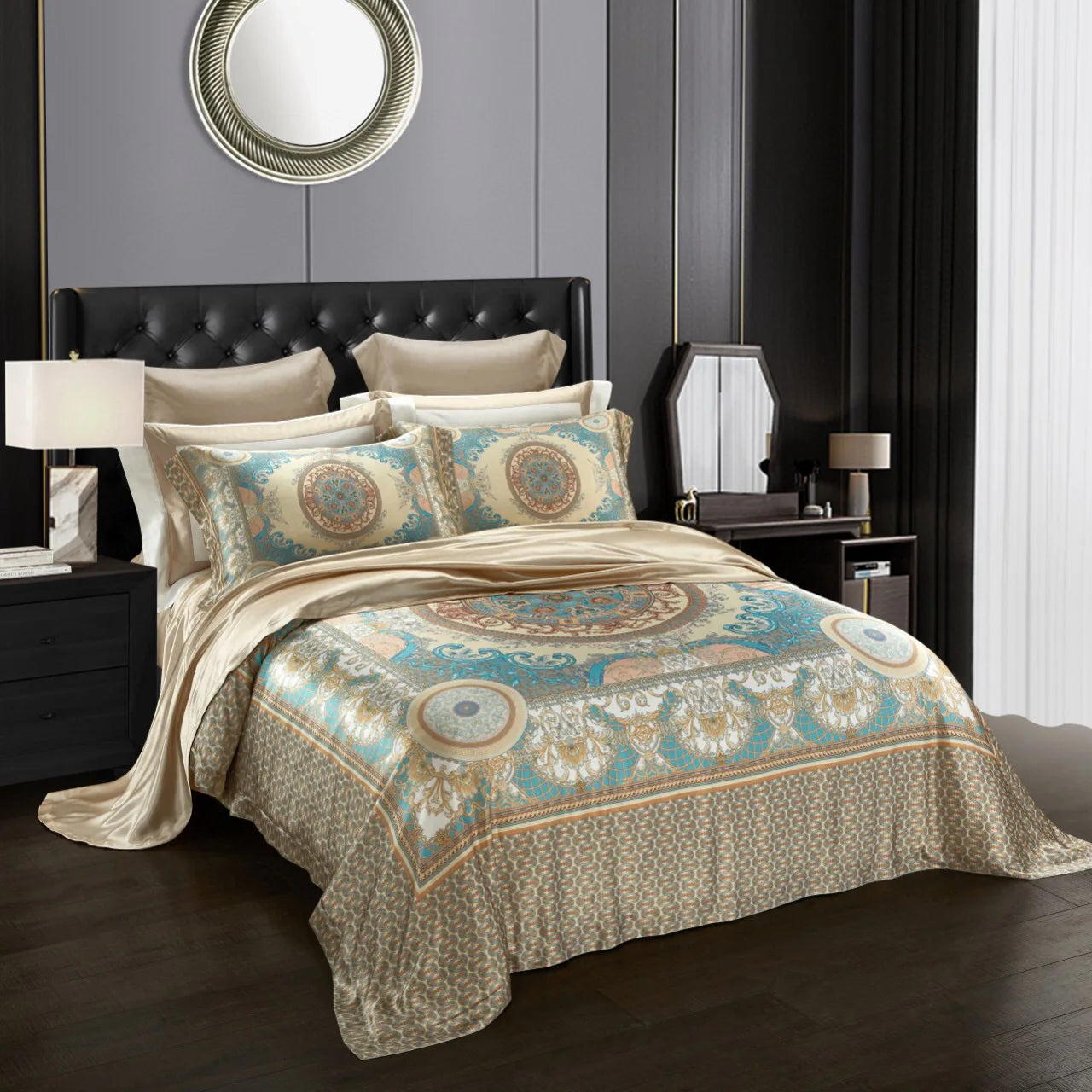 New High-end Mulberry Silk Gold Duvet Cover High-quality Silky Light Yellow Pillow Cover Home Textile Bedding Sets Supplier